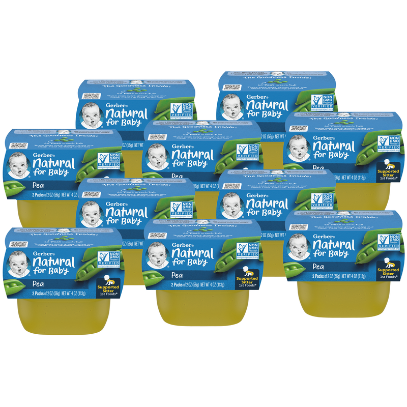 (2 Pack of 2 Oz) Gerber 1st Foods Pea Baby Food 4 Ounce Size - 8 Per Case.