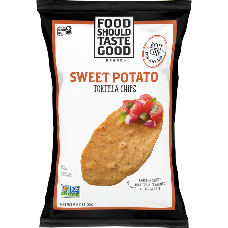 Food Should Taste Good™ Tortilla Chips Sweet Potato 5.5 Ounce Size - 12 Per Case.