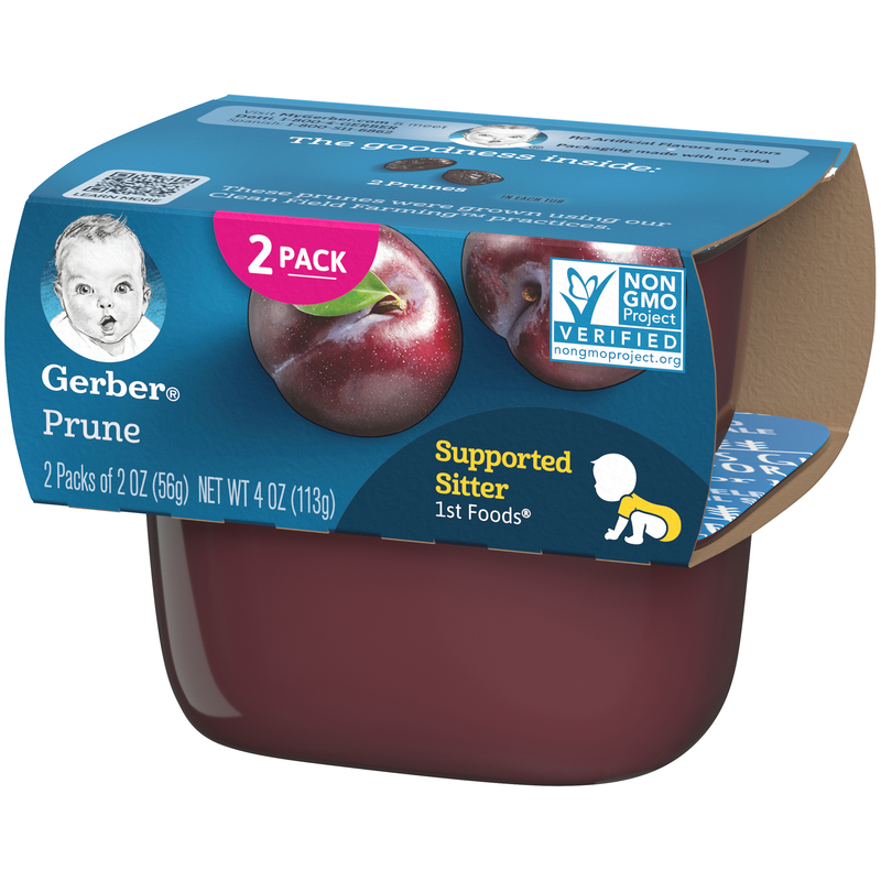 (2 Pack of 2 Oz) Gerber 1st Foods Prune Baby Food 4 Ounce Size - 8 Per Case.