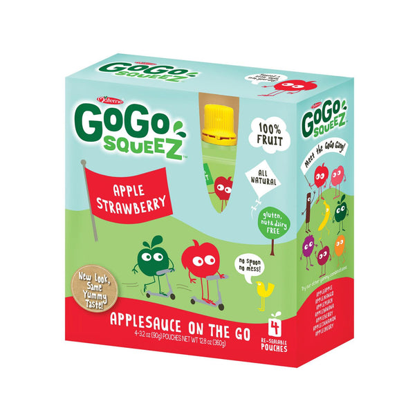 GoGo Squeeze Organic Applesauce - Apple Strawberry - Case of 12 - 3.2 Ounce.