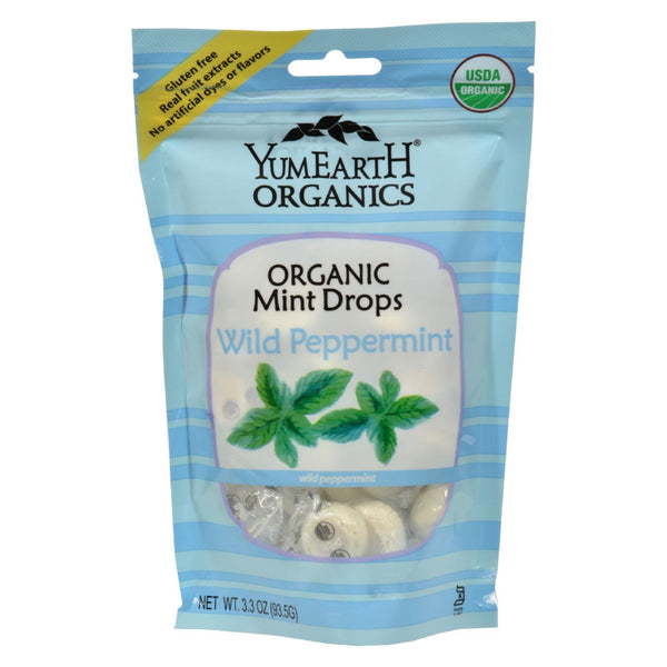 Yummy Earth Organic Candy Drops Wild Peppermint - 3.3 Ounce - Case of 6