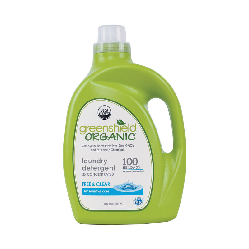 Green Shield Organic Laundry Detergent - Free and Clear - Case of 2 - 100 Fl Ounce.