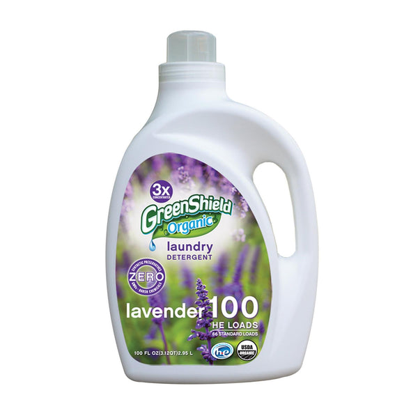 Green Shield Organic Laundry Detergent - Lavender - Case of 2 - 100 Fl Ounce.