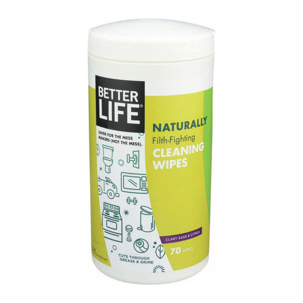 Better Life Cleaning Wipes - Naturally Filth - Fighting - Case of 6 - 70 Count