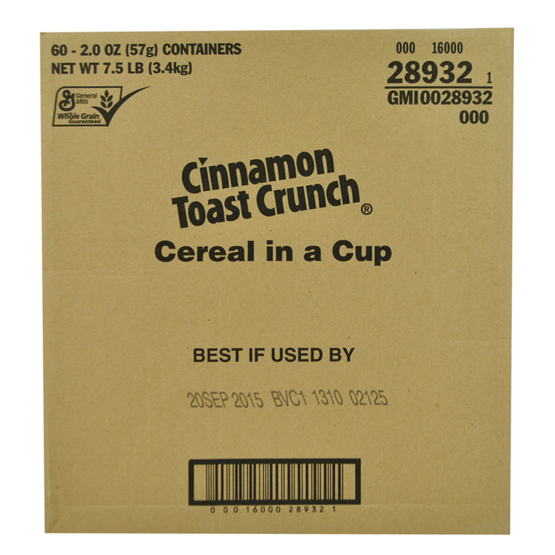 Cinnamon Toast Crunch™ Cereal Single Servecup 2 Ounce Size - 60 Per Case.