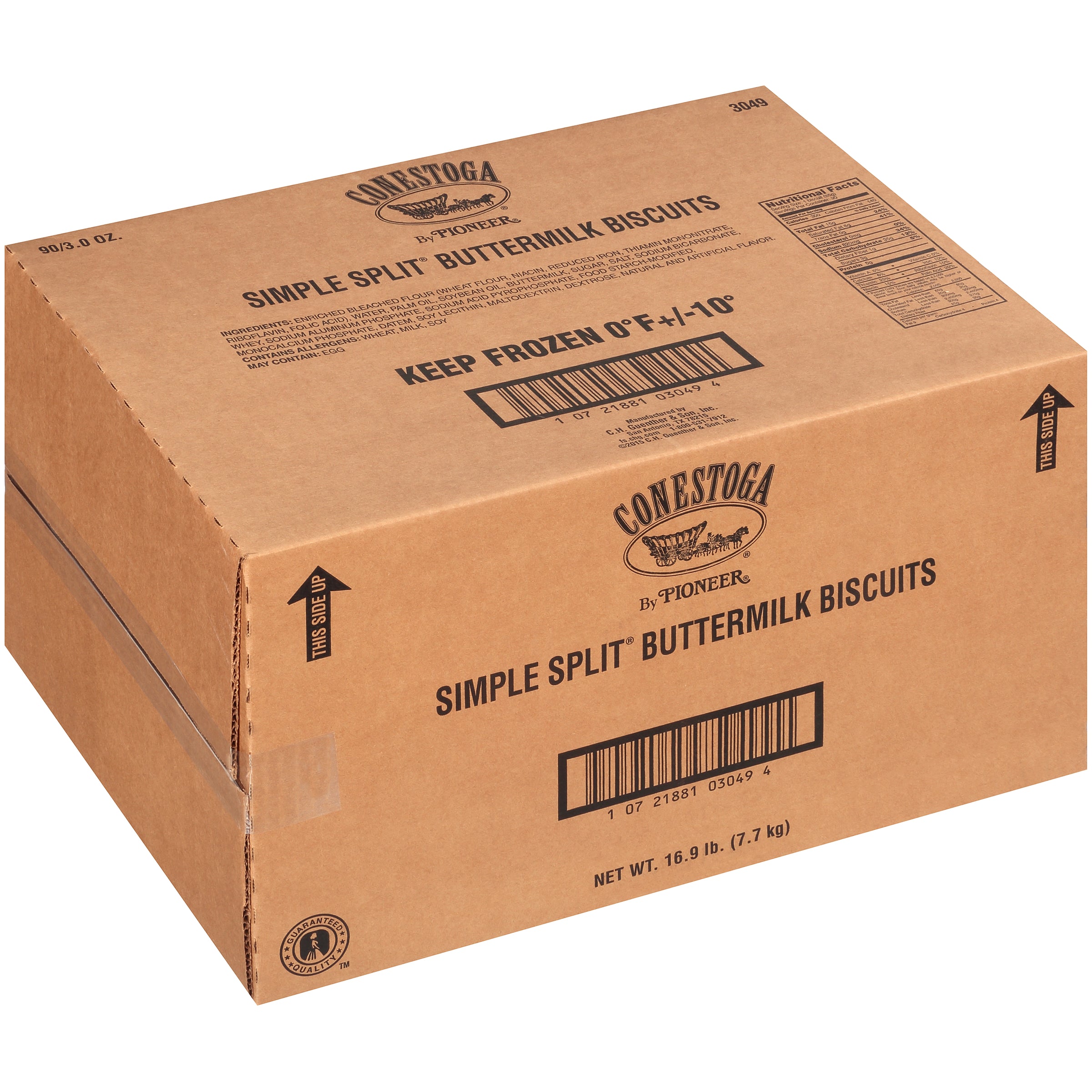 Conestoga Simple Split Buttermilk Biscuits 3 Ounce Size - 90 Per Case.