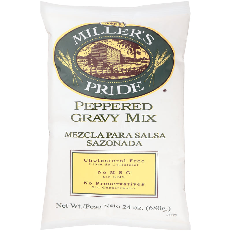 Miller's Pride Peppered Biscuit Gravy Mix 24 Ounce Size - 6 Per Case.
