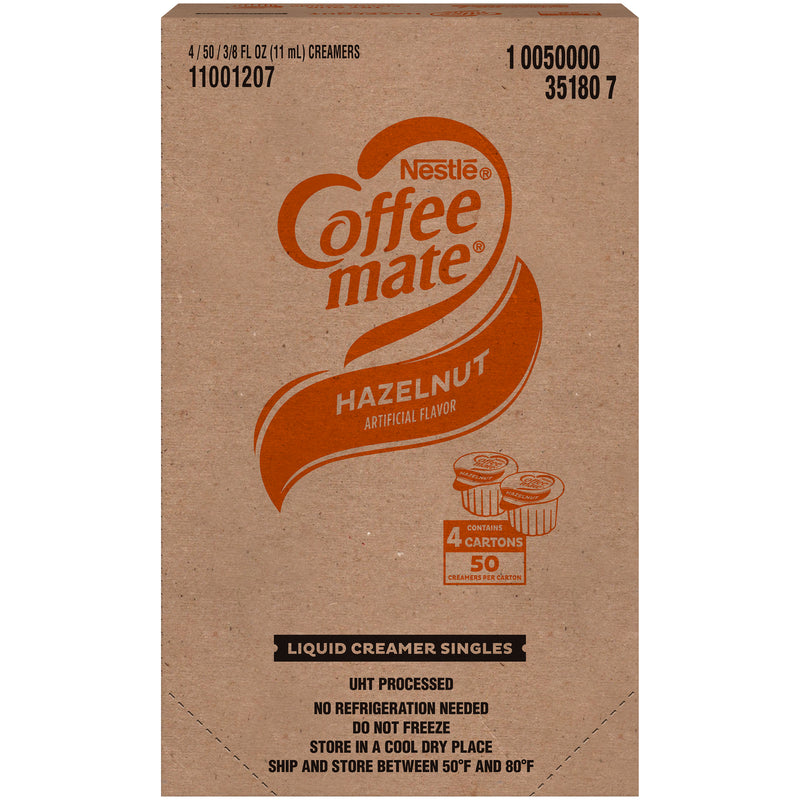 Nestle Coffee Mate Coffee Creamer Hazelnut Flavor Liquid Creamer Singles 18.7 Fluid Ounce - 4 Per Case.