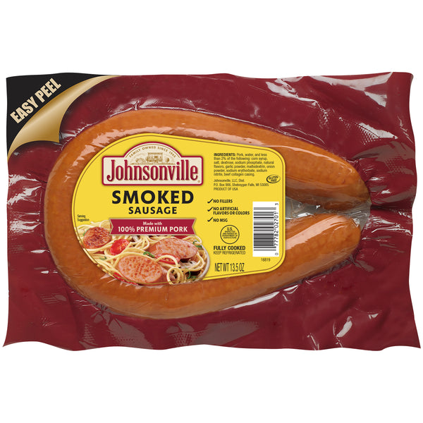 Johnsonville Cooked Smoked Pork Rope Sausage Packagect 13.5 Ounce Size - 10 Per Case.