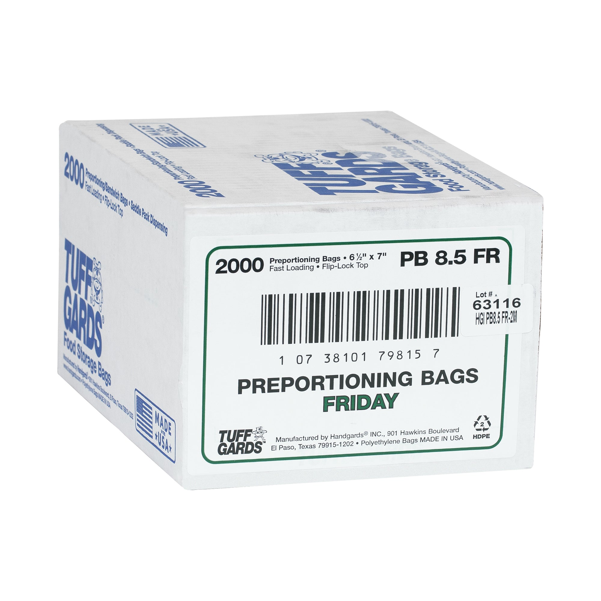 Bag High Density Saddle Preportioned Green Friday 2000 Each - 1 Per Case.