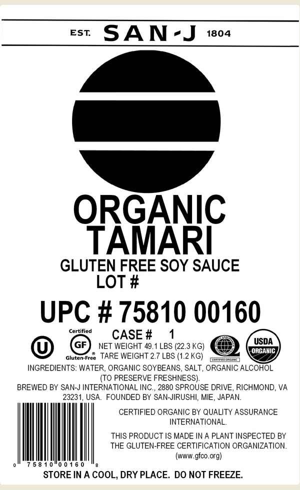 San J Organic Gluten Free Tamari Soy Sauce Gallon Drum (gold Label) 5 Gallon - 1 Per Case.