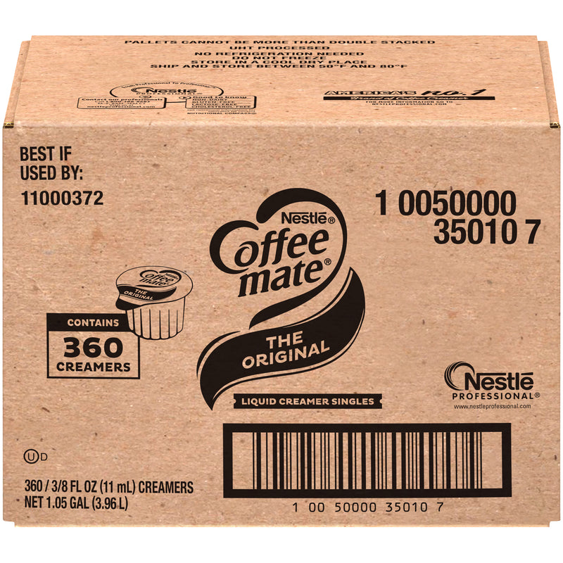 Nestle Coffee Mate Coffee Creamer Original Liquid Creamer Singles Box Of 0.375 Fluid Ounce - 360 Per Case.
