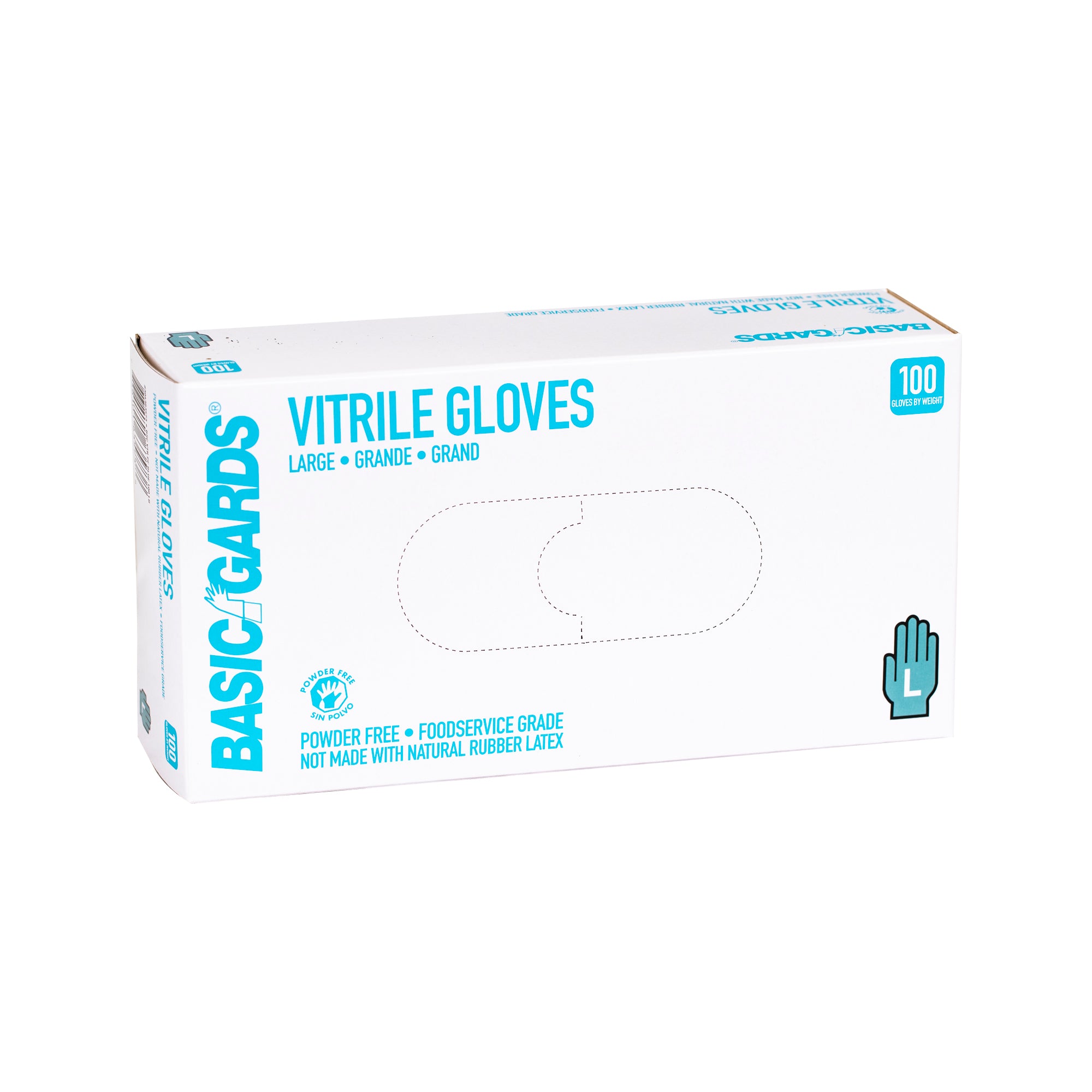 Powder Free Blue Vitrile Large Glove 100 Each - 1000 Per Case.
