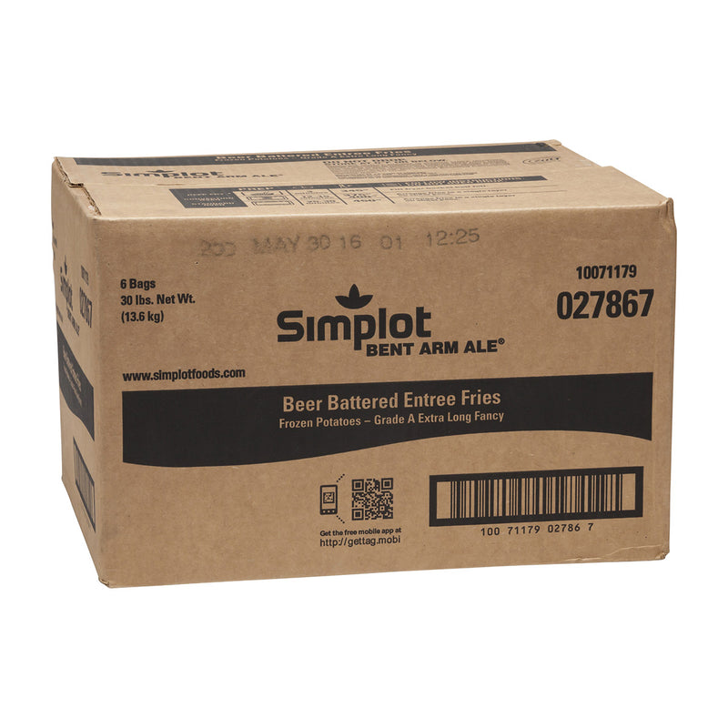 Simplot Bent Arm Ale 4"x2" Beer Batteredentree Cut Fries Skin On 5 Pound Each - 6 Per Case.