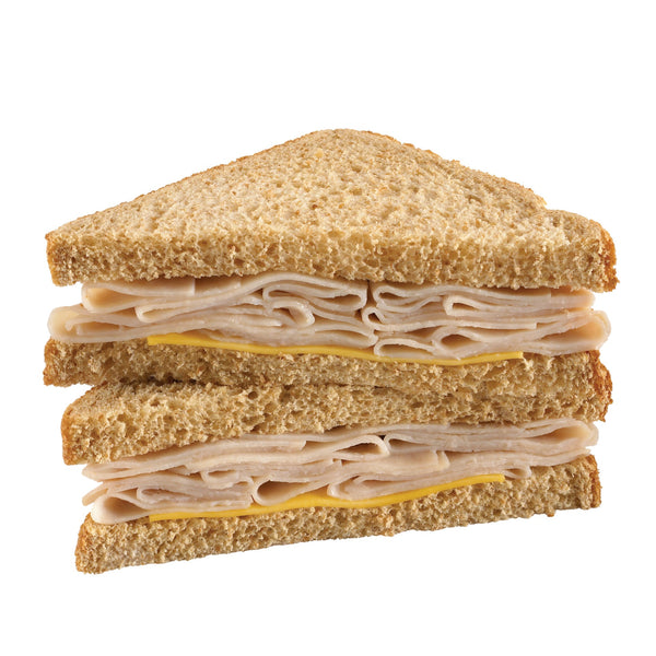 Market Sandwich Oven Roasted Turkey & Cheese Stoned Ground Wheat Bread Sandwich Wedge 5 Ounce Size - 10 Per Case.