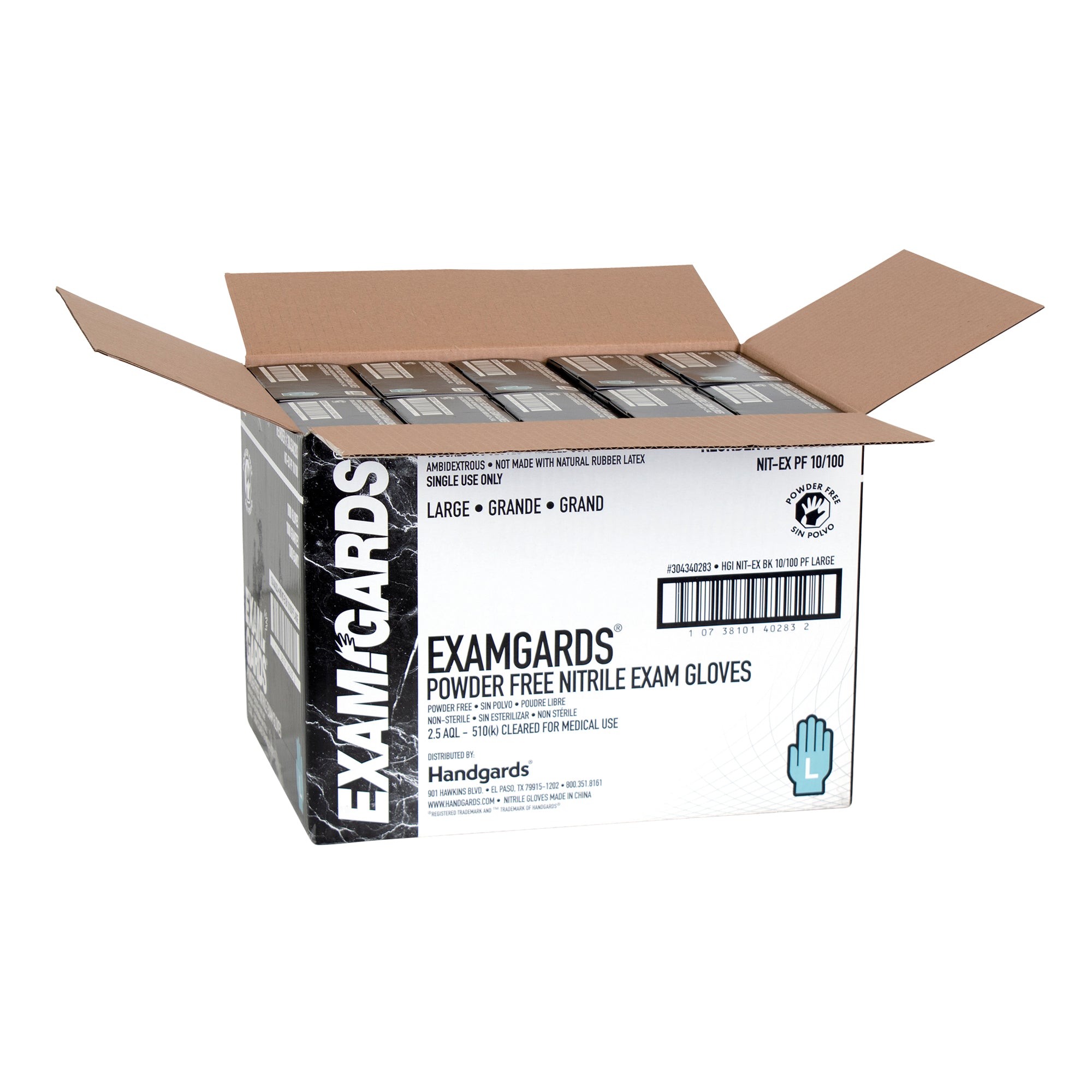 Glove Black Nitrile Exam Grade Lrg 100 Each - 10 Per Case.