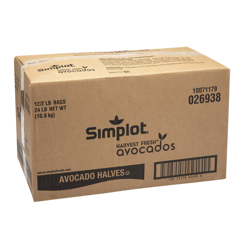 Simplot Harvest Fresh Avocados Avocado Halves Frozen 2 Pound Each - 12 Per Case.