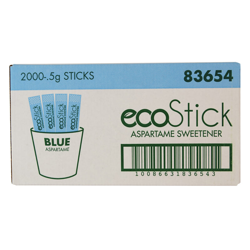 Ecostick Sugar Substitute Aspertame Blue Sticks 0.5 Grams Each - 2000 Per Case.