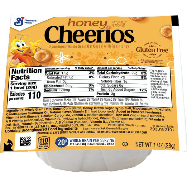 Honey Cheerios™ Cereal Single Serve Bowlpak 1 Ounce Size - 96 Per Case.