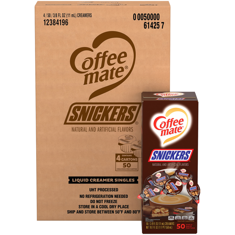 Nestle Coffee Mate Coffee Creamer Snickers Liquid Creamer Singles Coun 18.7 Fluid Ounce - 4 Per Case.