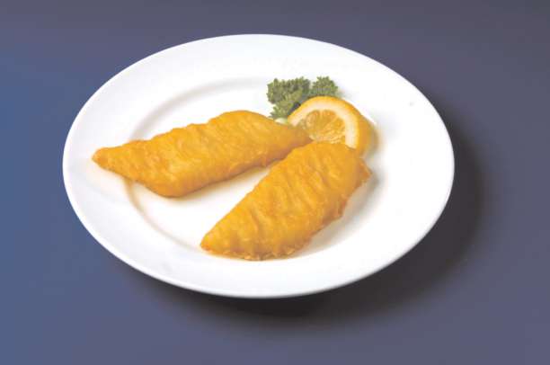 Battered Diamond Cut Cod Portions Kosher 10 Pound Each - 1 Per Case.
