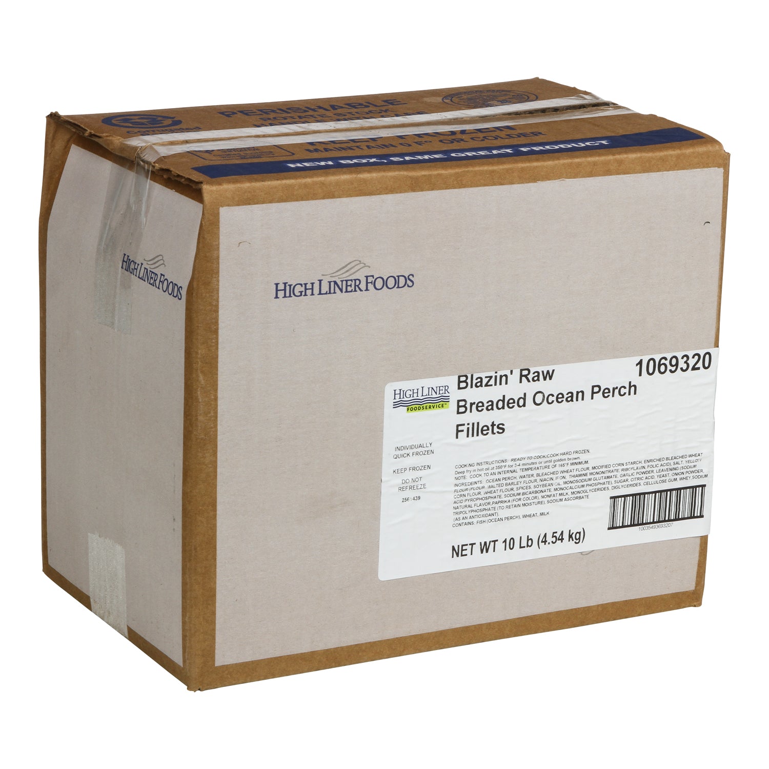 Blazin' Raw Breaded Ocean Perch Fillets 10 Pound Each - 1 Per Case.
