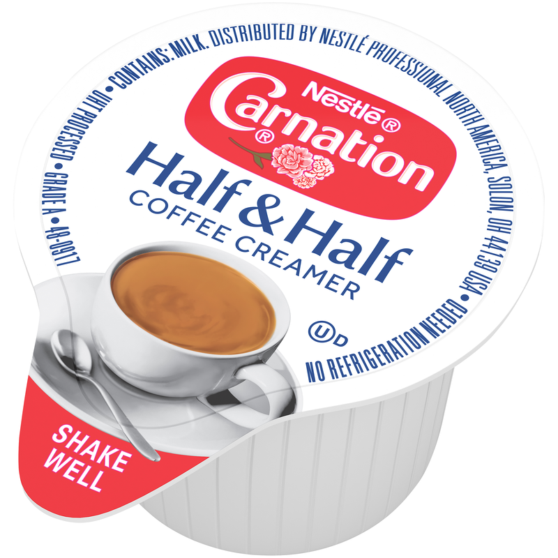 Nestle Carnation Coffee Creamer Half And Half Liquid Creamer Singles FlBox Of 0.303 Fluid Ounce - 360 Per Case.