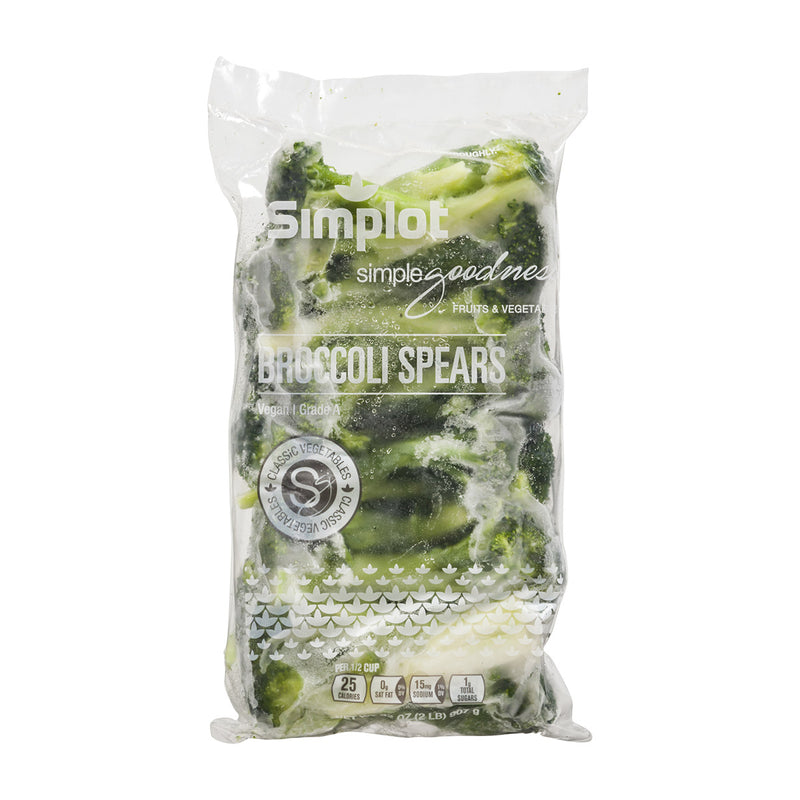 Simplot Simple Goodness Classic Vegetables Broccoli Spears Wet Pack 2 Pound Each - 12 Per Case.