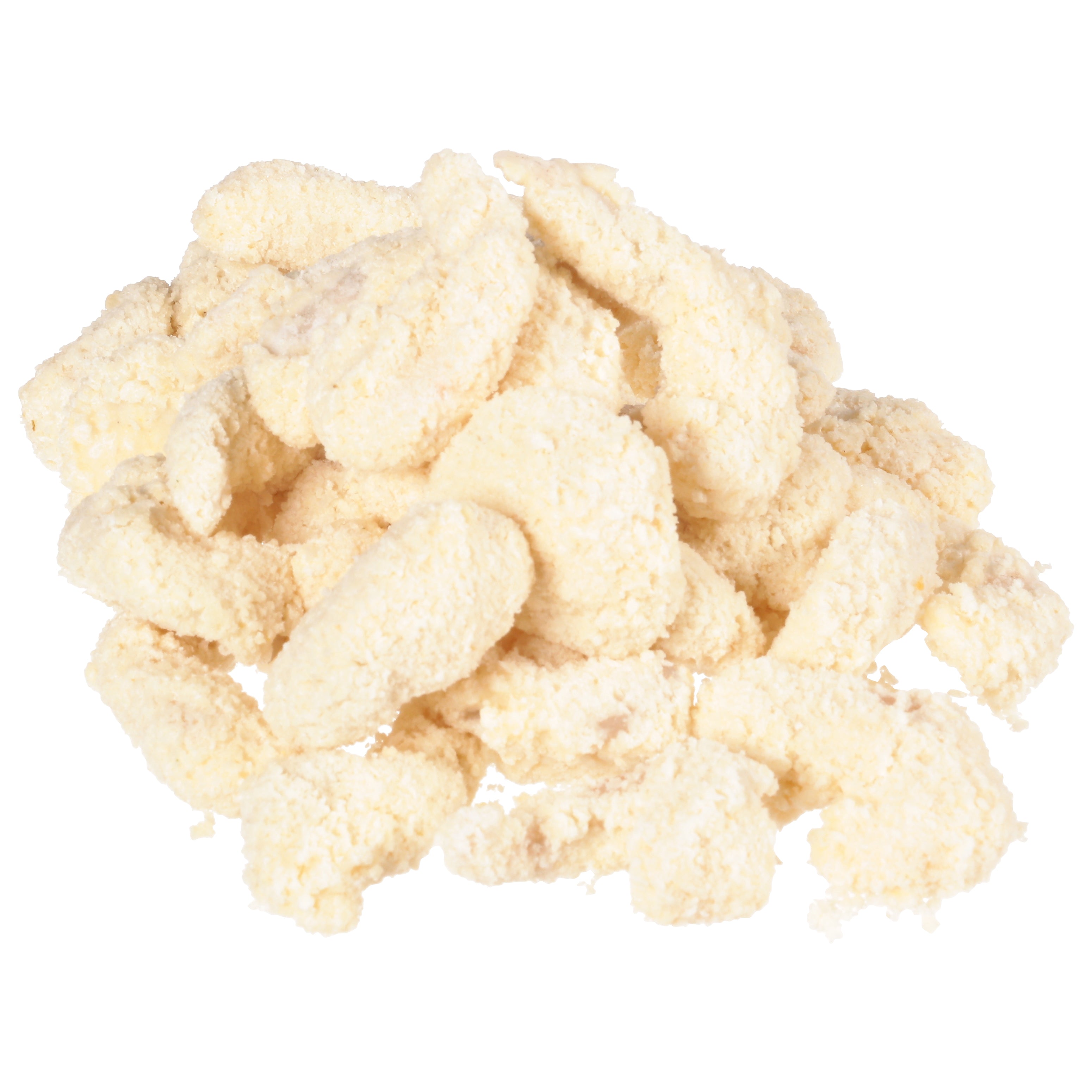 Raw Breaded Popcorn Style Shrimp Rounds Tail Off 3 Pound Each - 4 Per Case.