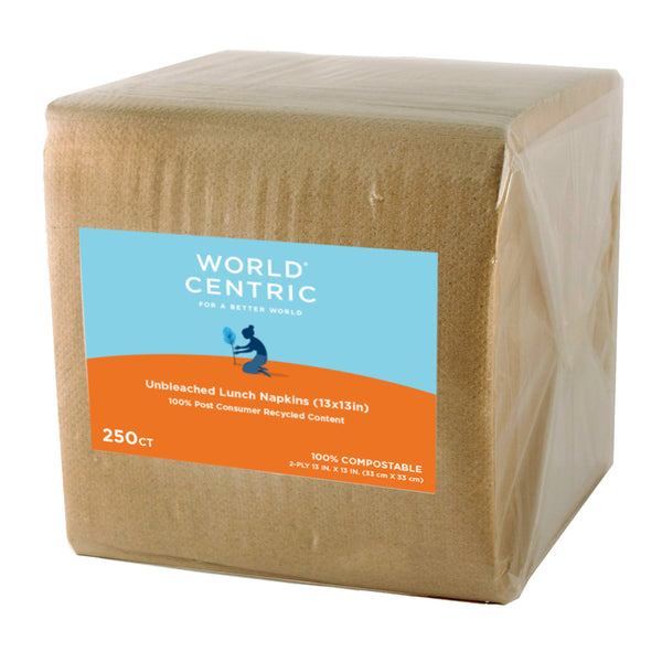 Unbleached Lunch Napkins Ply In Post Consumer Recyled Paper Compostable 4500 Each - 1 Per Case.
