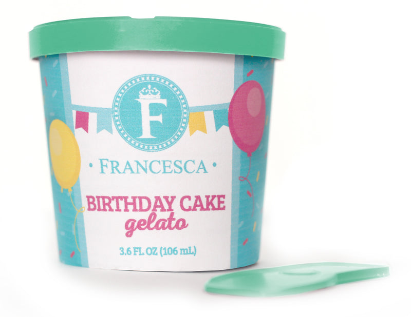 Francesca Birthday Cake Mini Cup Gelato 48 Count Packs - 1 Per Case.