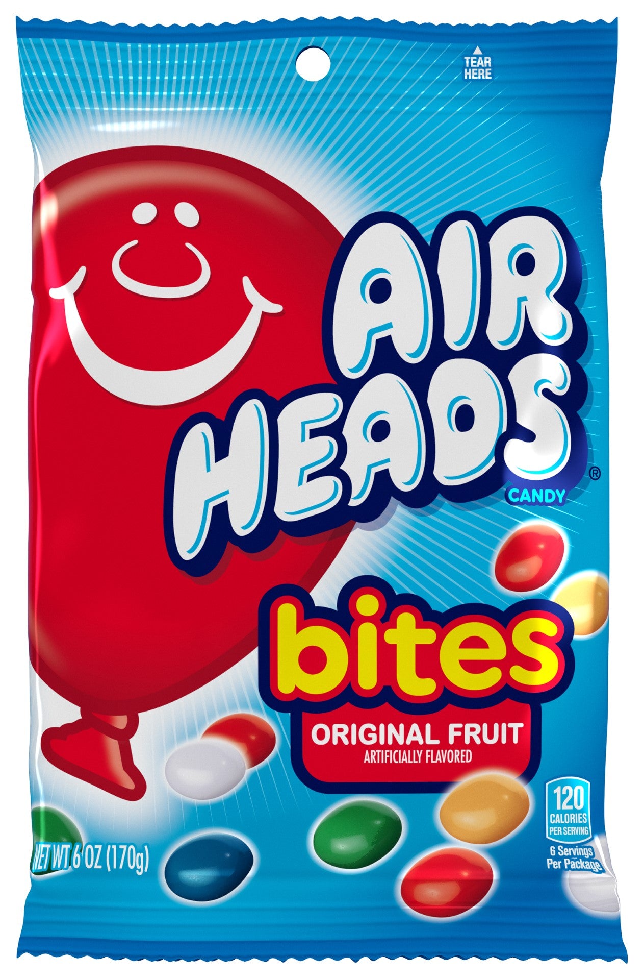 Airheads Bites Peg Bag Fruit 6 Ounce Size - 12 Per Case.