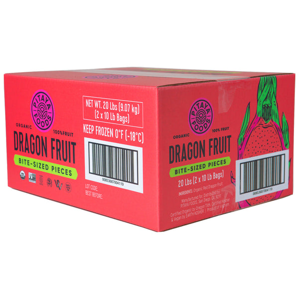 Pitaya Plus Organic Dragon Fruit IQF Bulk 20 Pound Each - 1 Per Case.