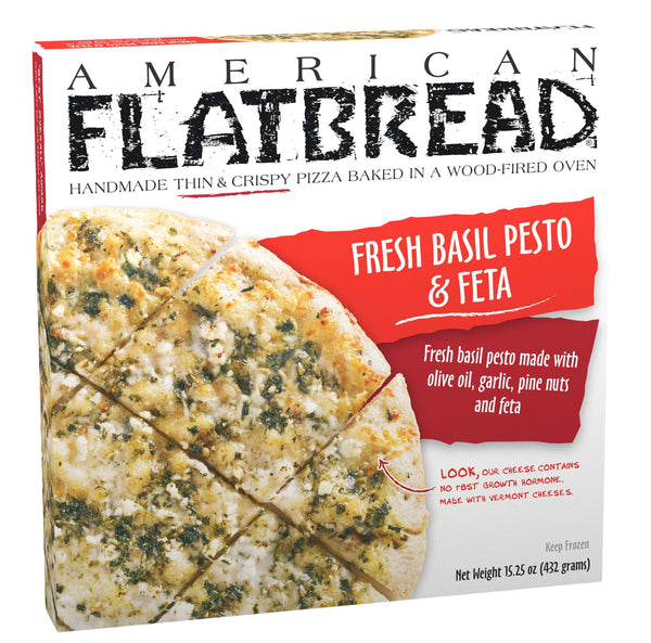 American Flatbreads Pizza Fresh Basil Pesto & Feta Cheese 10 Inch Size - 6 Per Case.
