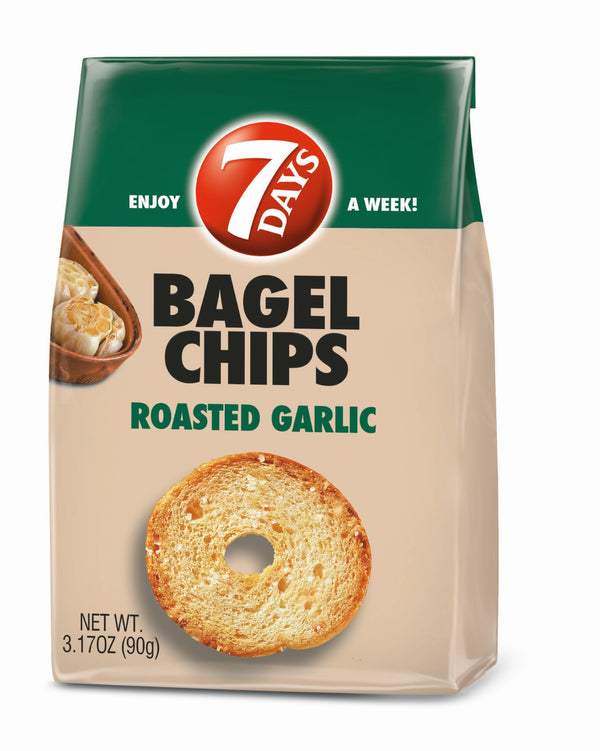 Days Bagel Chips Roasted Garlic 3.17 Ounce Size - 12 Per Case.