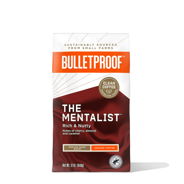 Bulletproof The Mentalist Medium Dark Roast Ground Coffee 12 Ounce Size - 6 Per Case.