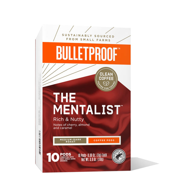 Bulletproof The Mentalist Medium Dark Roast Coffee Pods, 10 Each, 3.9 Ounce Size - 6 Per Case.