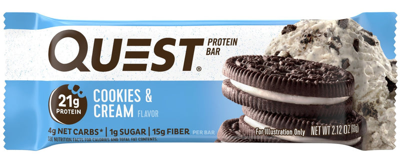Quest Bar Cookies And Cream 2.12 Ounce Size - 144 Per Case.