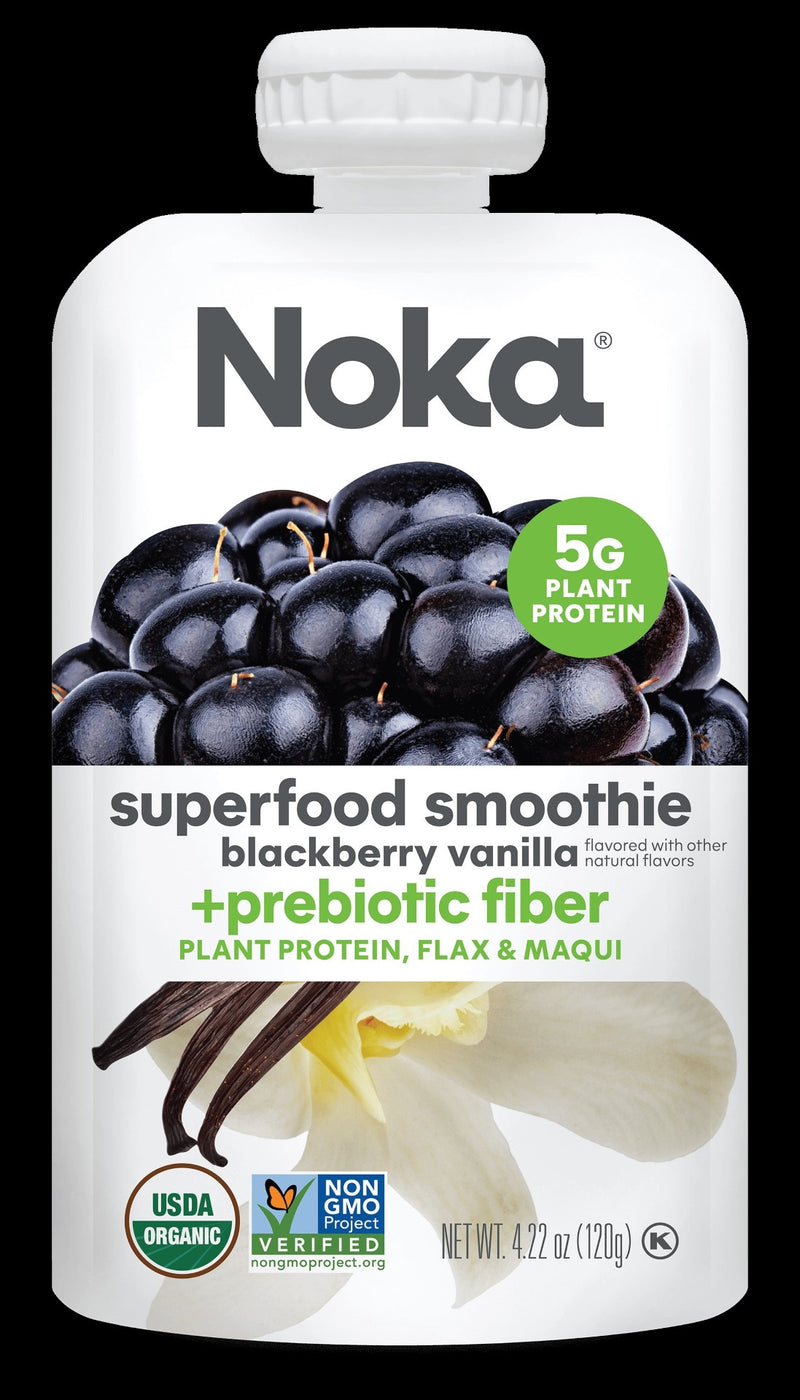 Noka Blackberry Vanilla Superfruit Smoothie 4.22 Ounce Size - 12 Per Case.