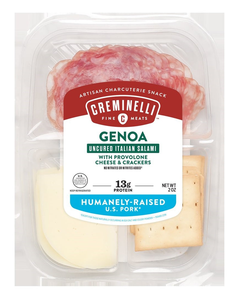 Sliced Genoa Provolone & Crackers Snack Traygenoa Salami Paired With A Mild Creamy Pro 2 Ounce Size - 12 Per Case.