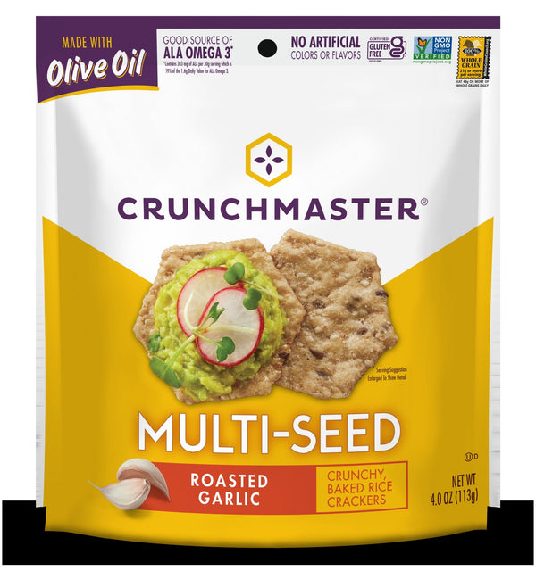 Crunchmaster Multi Seed Crackers Roasted Garlic 1 Each - 12 Per Case.