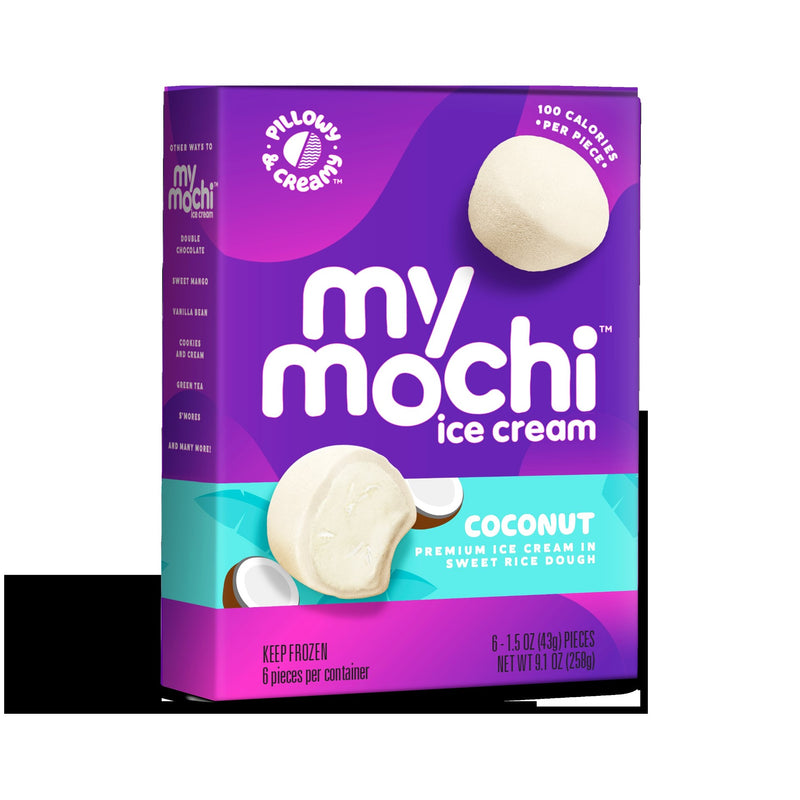 Mymochi Coconut Mochi Ice Cream 6 Count Packs - 12 Per Case.