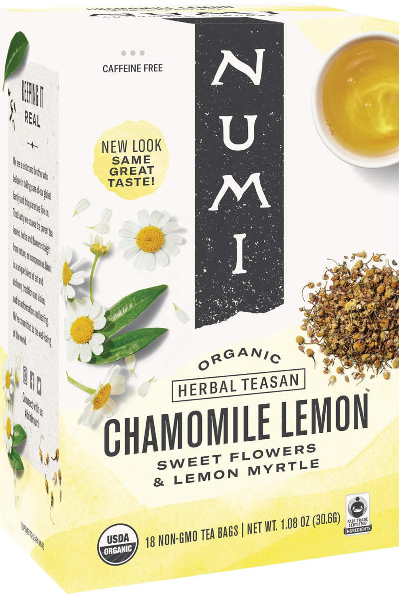 Numi Organic Tea Chamomile Lemon Herbal Tea 100 Count Packs - 1 Per Case.