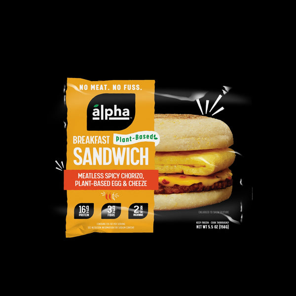 Alpha Foods Plant Based Breakfast Sandwich Chorizo Sausage 5.5 Ounce Size - 10 Per Case.