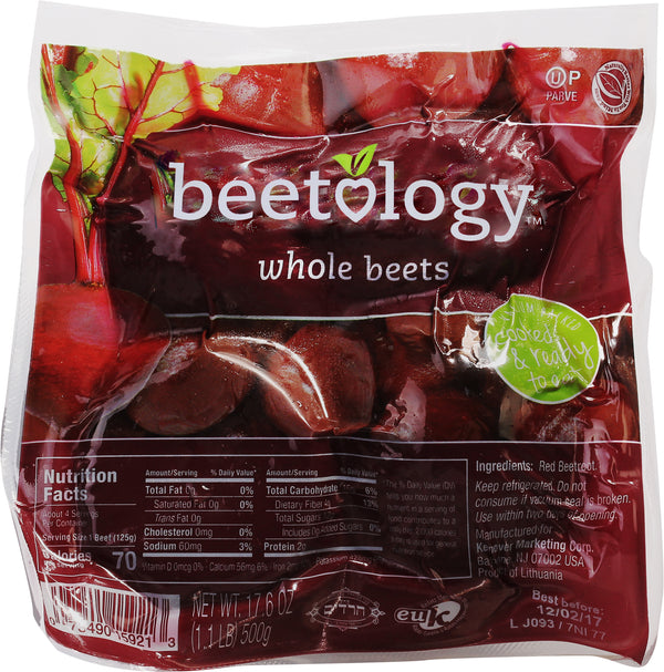 Beetology Red Whole Beets Vacuum 17.6 Ounce Size - 12 Per Case.