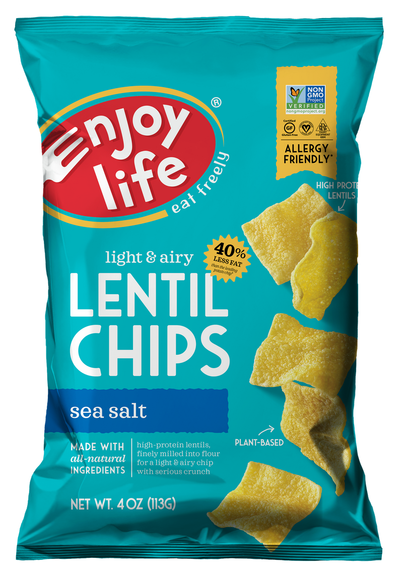 Enjoy Life Sea Salt Lentil Chips 4 Ounce Size - 12 Per Case.
