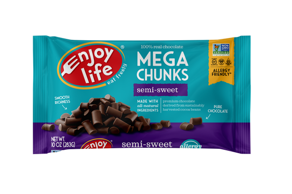 Enjoy Life Semi Sweet Dairy Free Mega Chocolate Chips Vegan 10 Ounce Size - 12 Per Case.