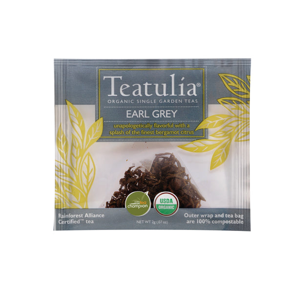 Teatulia Organic Teas Earl Grey Wrapped Premium Tea 50 Count Packs - 1 Per Case.