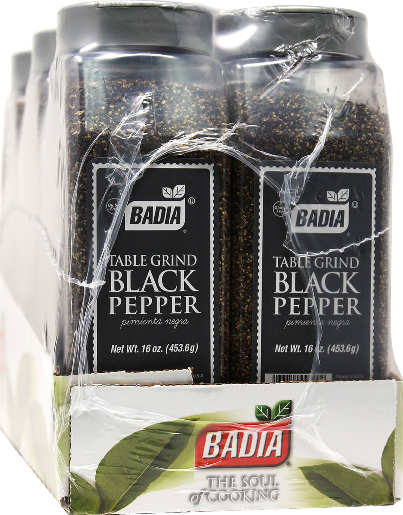 Badia Pepper Black Table Grind Rollermill 16 Ounce Size - 6 Per Case.