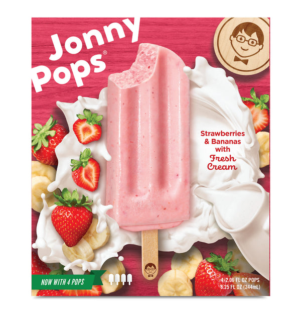 Jonnypops Smoothie Pops Strawberry Banana And Cream 4 Each - 6 Per Case.